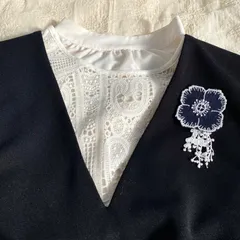 ミナペルホネン  ブローチアネモネBK レースモチーフ付き