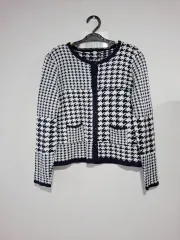 ハウンドトゥース チェック ニット カーディガン