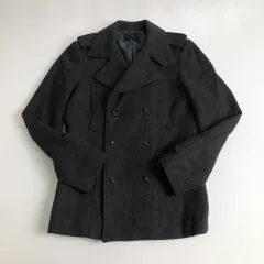 ウール ウール ダブル ボタン コート チャコール