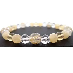 ルチルクォーツ＆アラゴナイト＆シトリン ブレスレット【内径14～18cm選択可】｜金運・商売運・成功運｜Rutilated Quartz / Aragonite / Citrine 天然石 パワーストーン ブレスレット