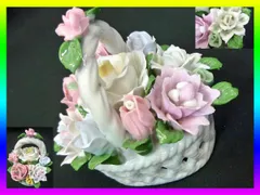 ポーセリン セラミカ パシフィックコレクション イタリア 陶花 花かご 薔薇 陶器 時代 伝統 ヴィンテージ レトロ アンティーク 工芸品