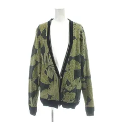 レミレリーフ REMI RELIEF カーディガン S 緑 グリーン 紺 ネイビー リーフ柄 Vネック 長袖 /AP