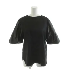 エムフィル Mfil シャツ ブラウス 半袖 フェイクレザー切替 36 黒 ブラック 192-15503 /AN66