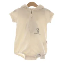 ジェラートピケ gelato pique PEANUTS BABY ロンパース 70 オフホワイト タグ付き 半袖 フード付き スヌーピー刺繍 /AU