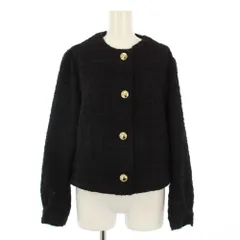 ザラ ZARA ノーカラージャケット ツイード M 黒 4968/826/800/M /TK