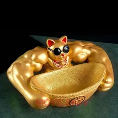 猫 ネコ 置物 オブジェ 入れ物 小物入れ 金 ゴールド 招財 縁起物 瞑想 禅 幸運 開運 浄化 幸運 開運 金運 招財 厄除け 御守 招福 癒し 可愛い インテリア 寝室 玄関 プレゼントzw0117