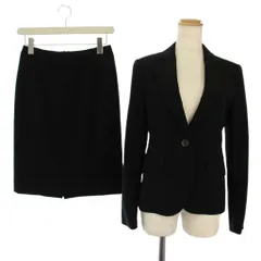 23区 オンワード樫山 スーツ セットアップ 上下 テーラードジャケット 背抜き シングル 1B タイトスカート ひざ丈 36 黒 /BM ■MU