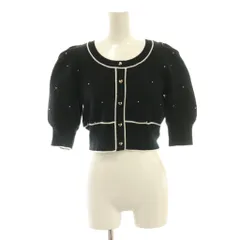 スナイデル SNIDEL 24SS パフスリクロップドカーディガン F 黒 ブラック 白 ホワイト /SS ■OS ■SH