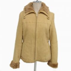 羊革◇自由区 リアルムートン ジャケット シープスキン 裏ムートンファー ベージュ レディース 羊革◇自由区 リアルムートン ジャケット シープスキン 裏ムートン
