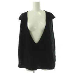 ガリャルダガランテ GALLARDAGALANTE 深Vネックニットベスト プルオーバー リネン混 F 黒 /NR ■OS ■SH