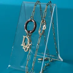 A152 希少 ディオール ネックレス Dior Charms ウッド リング ビジュー 金