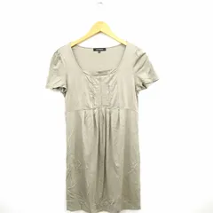 ロートレアモン LAUTREAMONT ワンピース 無地 シンプル 丸首 半袖 ひざ丈 2 グレージュ /MT39