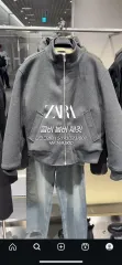 ZARA コンビ ブルゾン ジャケット DARK GRAY L
