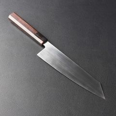 11367切付牛刀9寸ヘアライン仕上げ刃は究極の切れ味両刃包丁黒檀黒水牛角八角柄 切付牛刀 両刃包丁 9寸（刃渡り270mm）両面ヘアライン仕上げ