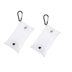 小銭入れ 透明 PVCマルチケース ウォレット ミニ財布 キーケース コンパクト カラビナ付き 洗える 防水 旅行 通勤 携帯用 2個セット 1