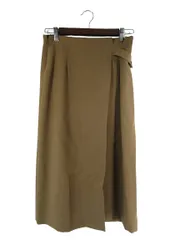 インディヴィ INDIVI スカート 無地 裏地 ウール混 ミモレ サイズ38 ベージュ系 QQQ