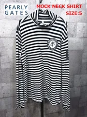 パーリーゲイツ ボーダー柄 ストレッチ モックネックシャツ 5 白黒 ハイネック PEARLY GATES