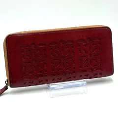 ゲンテン genten カットワーク 長財布 ラウンドファスナー お札入れ ゴールド金具 レディース レッド