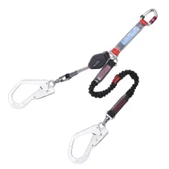 新品 [藤井電工] 新規格 フルハーネス用ランヤード コルトリトラ 巻取器 ロック機構付き ノビロン 小型 軽量 ツインランヤード THL-CRNV93SV-21KS-2R23 2丁掛けランヤード 日本製 高所作業 墜落制止用器具 フルハーネス 安全帯 ツヨロ