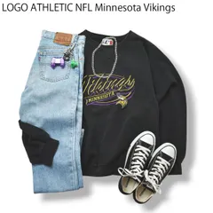 90s ヴィンテージ USA製 ロゴアスレチック LOGO ATHLETIC NFL ミネソタ バイキングス 刺繍 前V ガゼット スウェット トレーナー 裏起毛 L ブラック ストリート メンズ