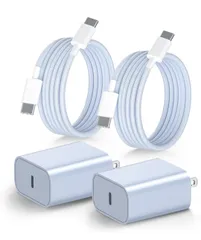 ★Cardill iPhone16 充電器 タイプc 充電器 type-c 20W PD 急速充電器 [2個セット 正規MFi認証品/PSE認証済み] USB C-C ケーブル 2M付属 usb-c コンセント タイプC 電源アダプター (ブルー×2)