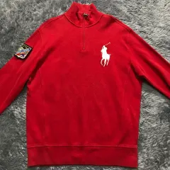 M A級 ユニセックス # POLO ラルフローレン ビックポニー ハーフジップ ニット