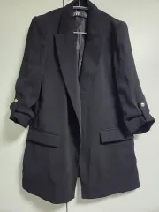 ZARA ザラ ブラック ロールアップ スリーブ ブレーザー ジャケット S