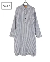【新品 定価160600円】PLAN C プランシー ストライプドレスシャツ ワンピース 40 ブルー×ホワイト 【値下げ交渉歓迎】のサムネイル