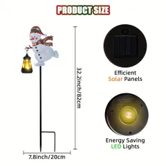 【ソーラー充電式】32インチ メタル クリスマス 雪だるま ランタン 屋外オーナメント 彫刻 庭/テラス/芝生 飾り ハロウィン ギフトに最適