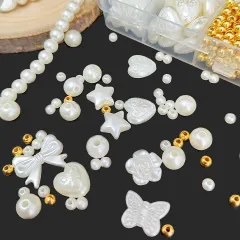 【800個 エレガントな輝き】アクリルビーズ ジュエリー作成キット - 星/花/ハート 多様な形状 DIY ブレスレット ネックレス スマホチェーンに最適 デコレーションパーツ