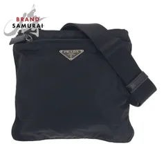 美品 PRADA プラダ テスート 三角ロゴプレート ブラック 黒 シルバー