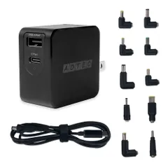 新品 アドテック PD充電器 65W 2ポート【ノートパソコン充電/eMarker/マルチプラグケーブル V2付属】【USB-C+USB-A】【Power Delivery/GaN (窒化ガリウム) 】ブラック/APD-A065AC-wM-BK