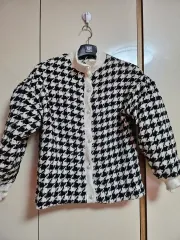 ニットダウン CHECKダウン ハウンドトゥースチェックニットジャケット オーバーサイズ可能 ニットカーディガン