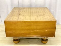 【ZK245】Wooden Go Board, Solid Wood, 15.7cm Thick, with Legs, Natural Wood, Traditional Craft, Antique, Art Object, Go Game, Entertainment, Interior Decor, Sundries