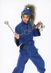 【中古】生写真(男性) 栗原大河(竹谷八左エ門)/膝上・衣装青・両手武器・背景白・キャラクターショット/「ミュージカル 忍たま乱太郎 第8弾 再演 がんばれ五年生!技あり、術あり、初忍務!!」トレーディングブロマイド