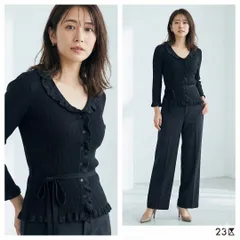 23区【40】フリルブラウス 長袖 L ブラック ラメ 大きいサイズ きれいめ