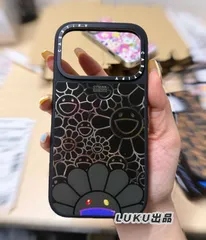 MagSafe対応 人気 村上隆 ブラックフラワー 鏡面 iPhoneケース CASETiFY 耐衝撃 ケースティファイ スマホケース iPhone17/17Pro/16Pro/16/15/14/13/12 多機種対応