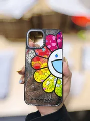 MagSafe対応 限定 村上隆 ビッグフラワー 鏡面 iPhoneケース CASETiFY風 耐衝撃 クリア スマホケース iPhone17/17Pro/16Pro/16/15/14/13/12 多機種対応