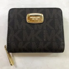 04w5794∞※【中古】 MICHAEL KORS マイケルコース 二つ折り 財布 ラウンドファスナー ブラウン MK柄 シグネチャー 【八王子店】
