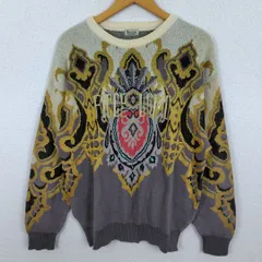 90s ficce フィッチェ ニット セーター 総柄 グレー レディース 古着 レトロ アメカジ