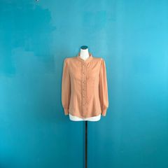 FOXY NEW YORK 半袖シャツ 40 ピンクベージュ ロゴ シアー パフ - メルカリ