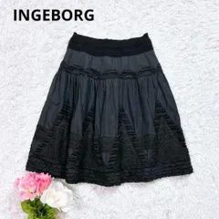 【美品】インゲボルグ とても凝った作りフリル刺繍フレアスカート 9　ウエストゴム