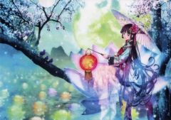 F3 狐の嫁入り 蛍 竹林 狐面 アクリル画 絵画 風景画 手描き - メルカリ