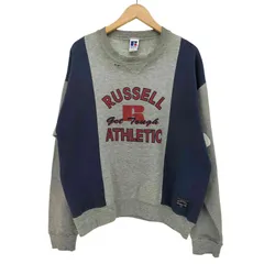 ラッセルアスレチック RUSSELL ATHLETIC 90S USA製 前V フロント ロゴ 切り替え クルーネック スウェット  メンズ import：M 