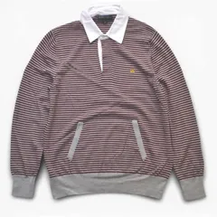 BROOKS BROTHERS ブルックスブラザーズ 襟付きボーダーニットセーター 長袖 サイズL グレー メンズ ウール