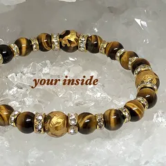 四神獣 金色彫り タイガーアイ 天然石ブレスレット