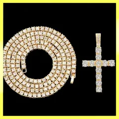 クロスラインストーンネックレス ジルコニア CZダイヤモンド ペンダント クリスチャンジュエリー ブリンブリン ギラギラ クロス 十字架 金 ゴールド テニスチェーン ストリート ヒップホップ メンズ レディース ユニセックス 新品未使用品 選択してください