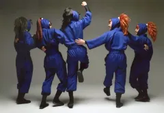 【中古】生写真(男性) 集合(5人)/横型・全身・衣装青・後ろ向き・右手上げ・背景グレー・キャラクターショット/「ミュージカル 忍たま乱太郎 第8弾 再演 がんばれ五年生!技あり、術あり、初忍務!!」トレーディングブロマイド