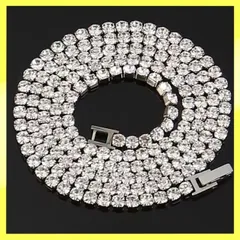 テニスチェーン リンクチェーン ジルコニア CZダイヤモンド クリスチャンジュエリー ブリンブリン ギラギラ 銀 シルバー ストリート ヒップホップ レディース メンズ ユニセックス 50cm 4mm 新品未使用品①