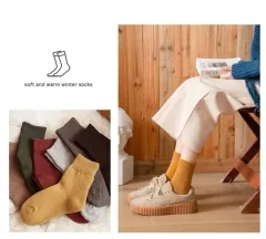 <10足1セット> レディース 防寒 冬 起毛 ロークルーソックス
